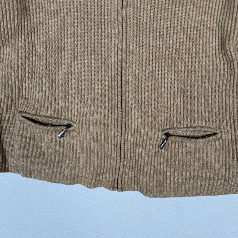 Banana Republic Womens XS Ribbed Full Zip Cardigan Sweater Tan Lambswool Blend - Picture 5 of 9